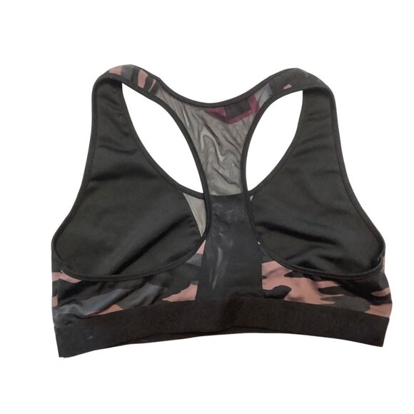 La Senza Camouflage Racerback Sports Bra Women Large Black Pink Mesh Detail - Picture 2 of 7
